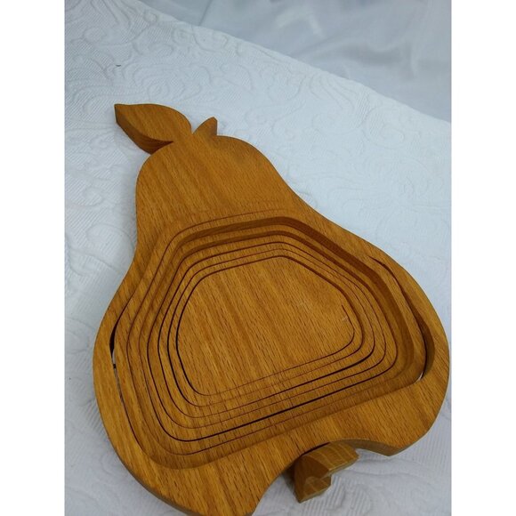 VTG PEAR TREE Fruit basket Wood Collapsible table decor READ ASIS - Picture 8 of 12